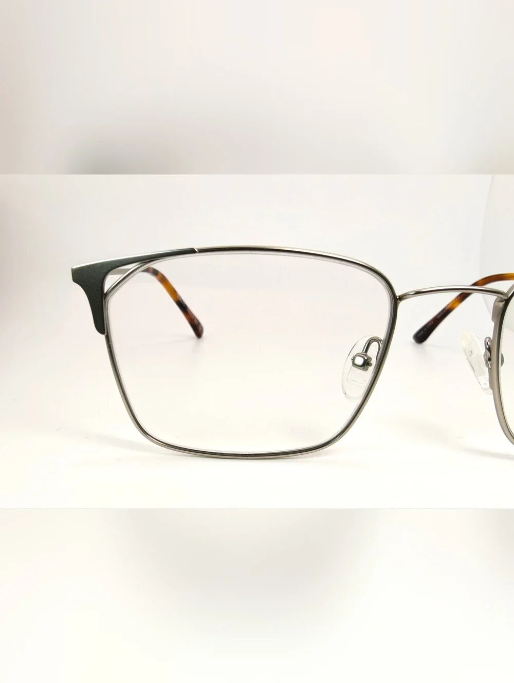 Emmett. Semi Cat Eye. Full Rim Silver Metal Frame.